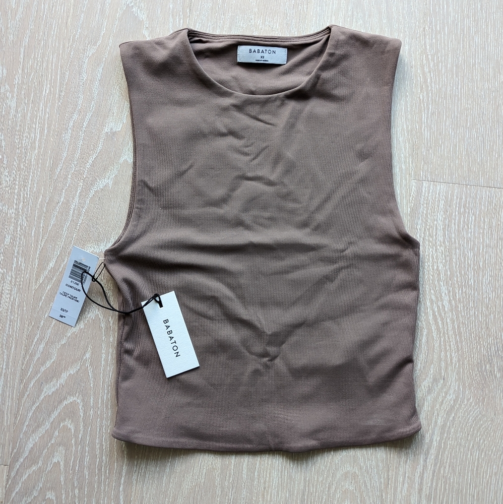 Aritzia Babaton contour muscle tank deep taupe XS NWT
